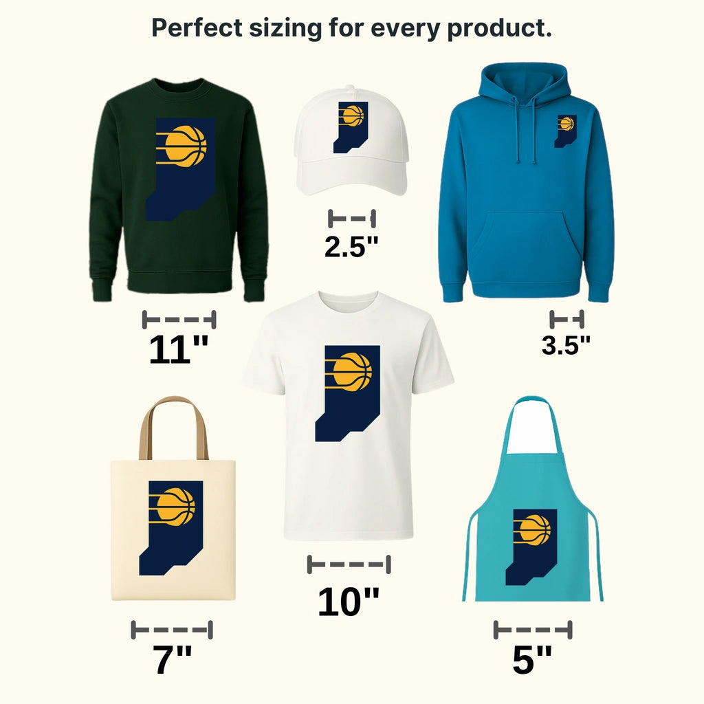 Indiana Pacers Indiana State Silhouette with “P” Monogram NBA Design - DTF Heat Transfer