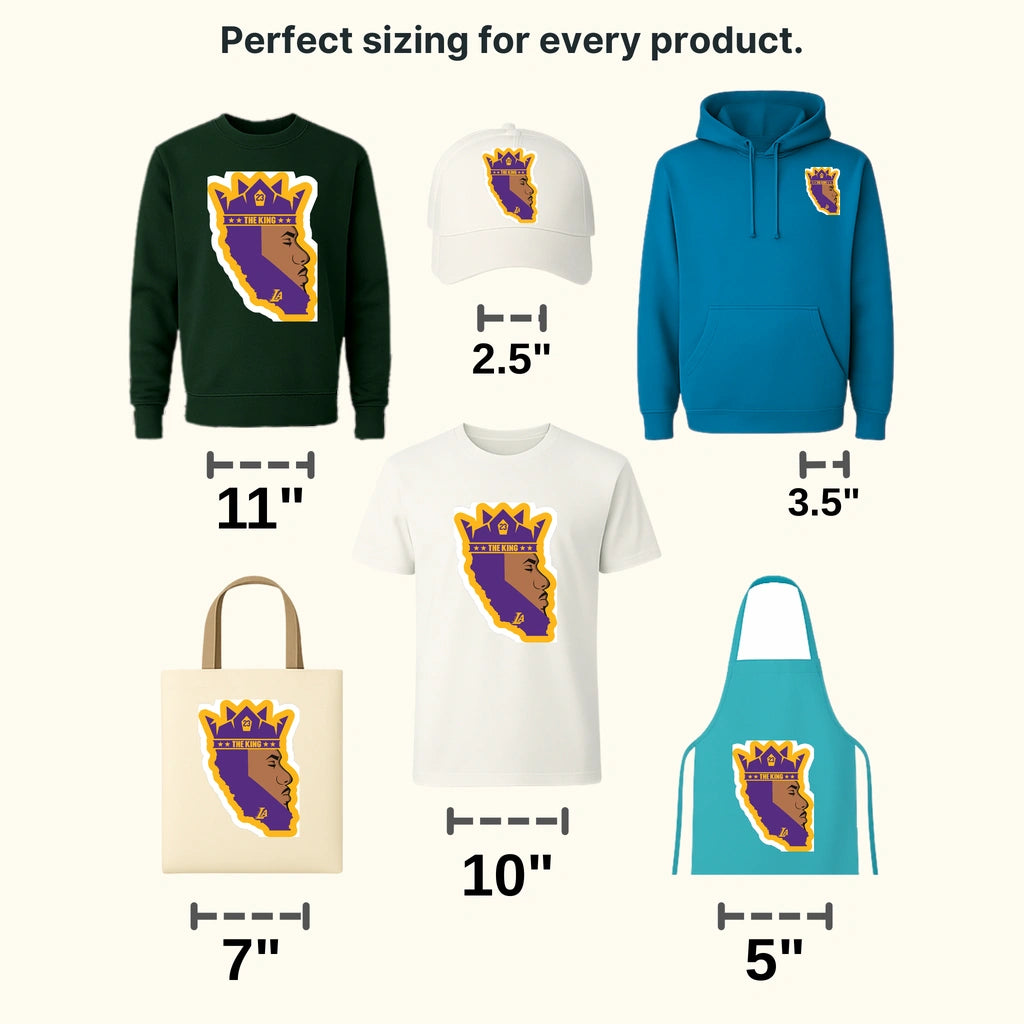 Los Angeles Lakers The King Crowned Profile LA Badge NBA Design - DTF Heat Transfer