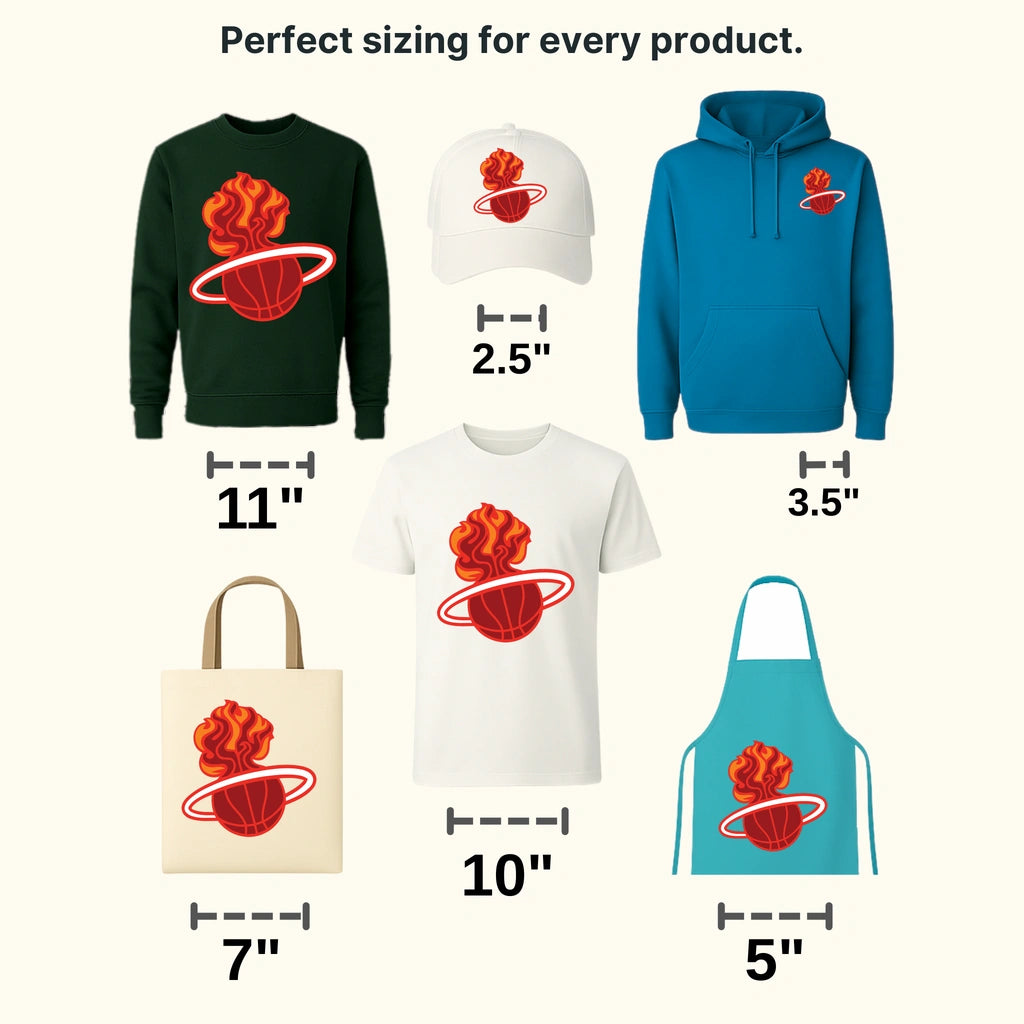 Miami Heat Super Flame Ball with Halo Ring NBA Design - DTF Heat Transfer