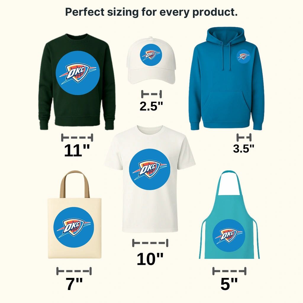 Oklahoma City Thunder Classic OKC Bolt Roundel NBA Design - DTF Heat Transfer