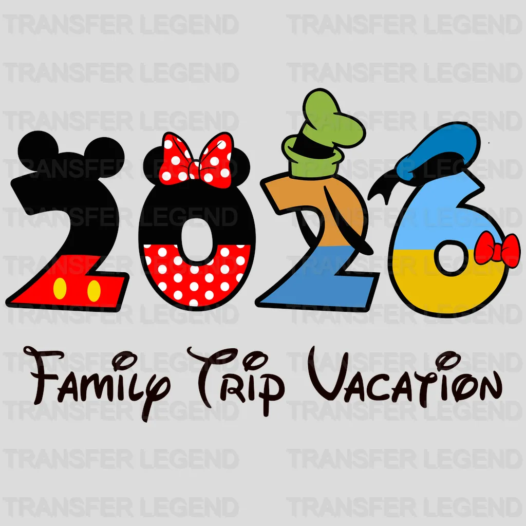 Vacation Trip 2026 Minnie & Mickey Cartoon Designs - DTF Heat Transfer