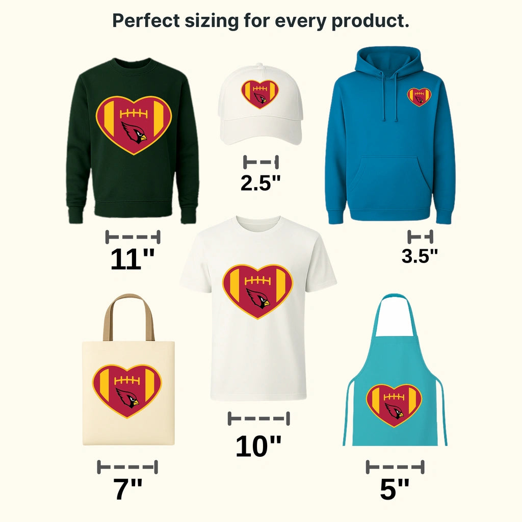 Arizona Cardinals Football Heart Emblem NFL Design - DTF Heat Transfer