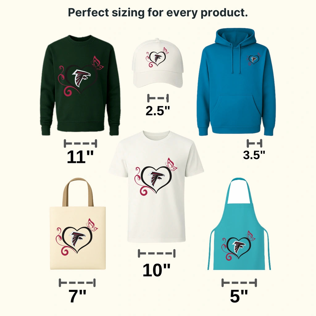 Atlanta Falcons Ornamental Heart Arrow Graphic NFL Design - DTF Heat Transfer