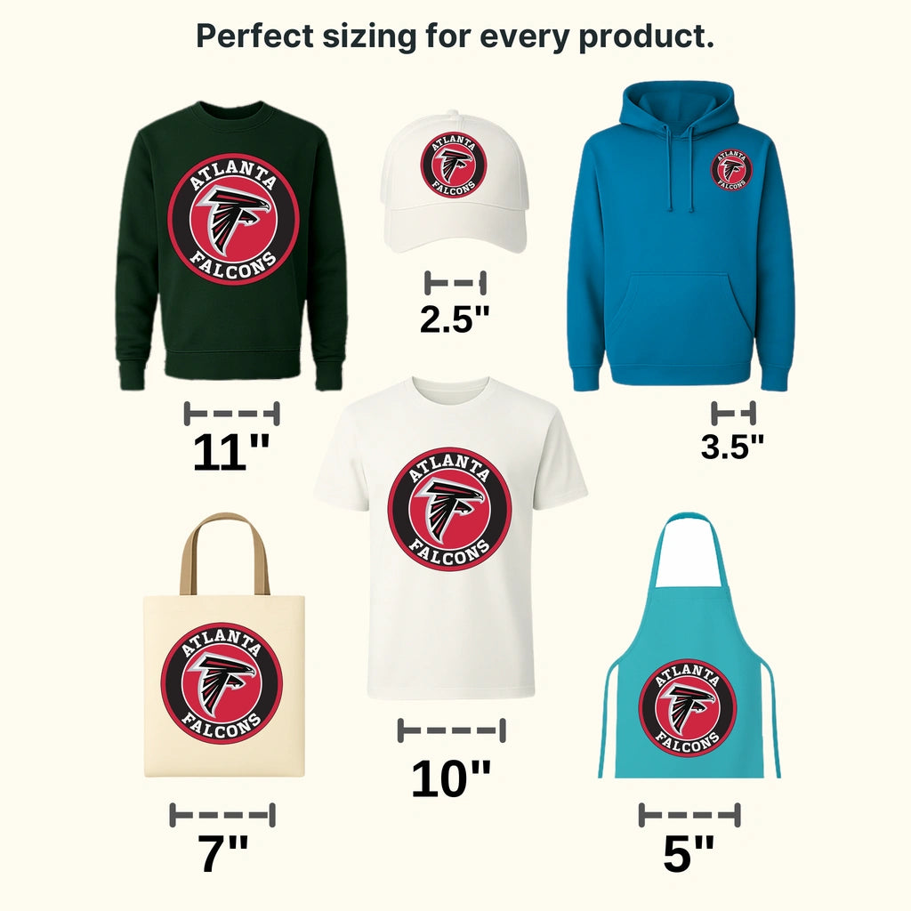 Atlanta Falcons Round Text Logo NFL Design - DTF Heat Transfer