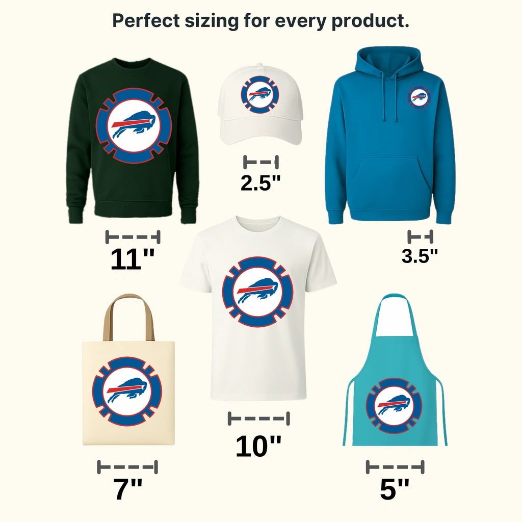 Buffalo Bills Gear Cog Emblem NFL Design - DTF Heat Transfer