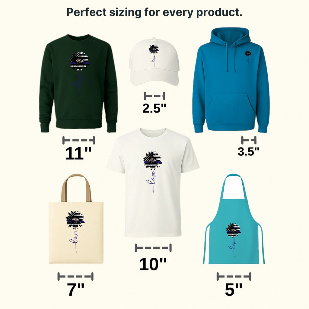 Baltimore Ravens Curved Heart Arrow Logo NFL Design - DTF Heat Transfer