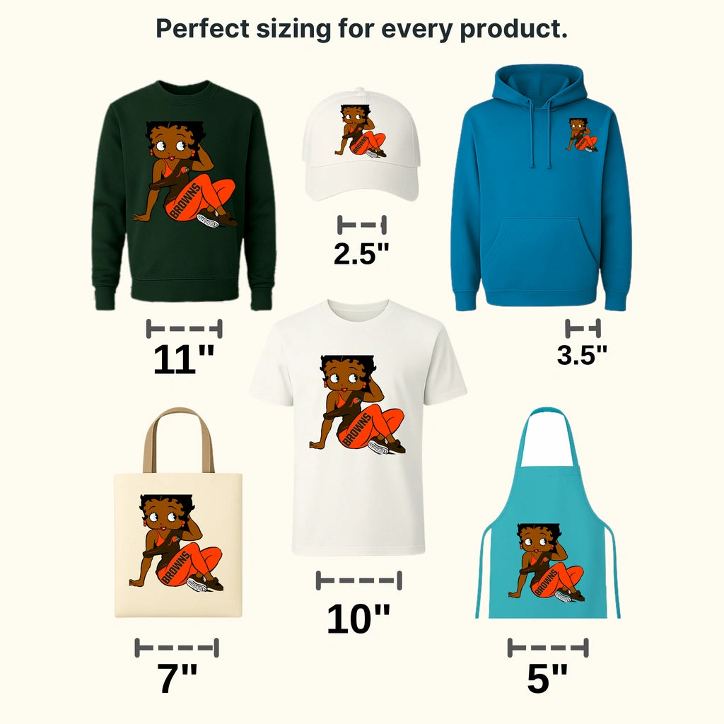 Cleveland Browns Pin‑up Girl Sitting Illustration NFL Design - DTF Heat Transfer