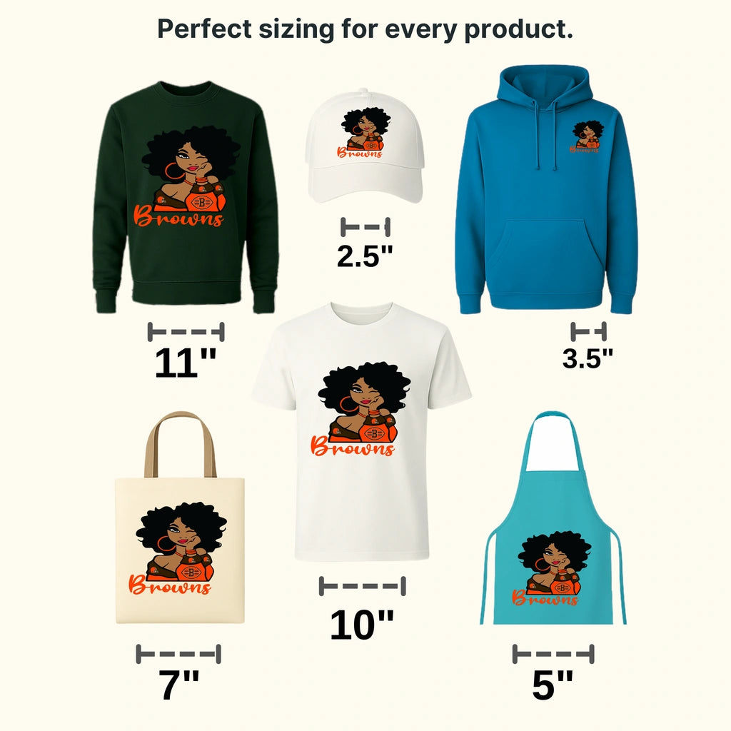 Cleveland Browns Glam Fan Girl Illustration NFL Design - DTF Heat Transfer