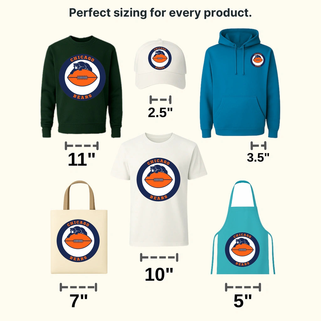 Chicago Bears Round Football Badge NFL Design - DTF Heat Transfer