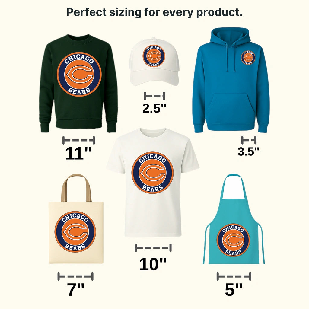 Chicago Bears Circular Text Badge NFL Design - DTF Heat Transfer