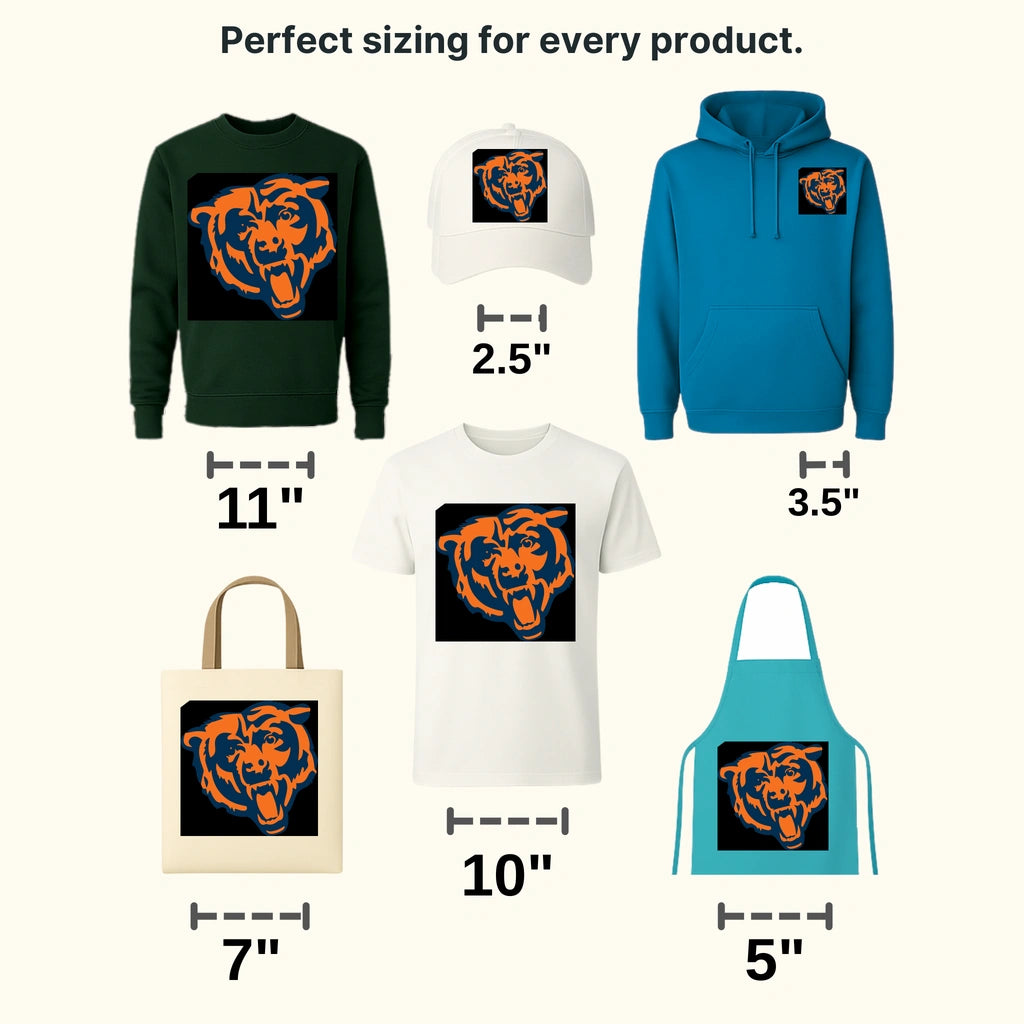 Chicago Bears Realistic Bear Head Silhouette NFL Design - DTF Heat Transfer