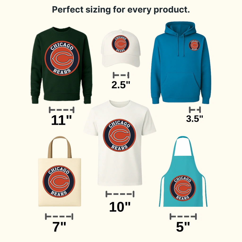 Chicago Bears Frontal Bear Head Emblem NFL Design - DTF Heat Transfer