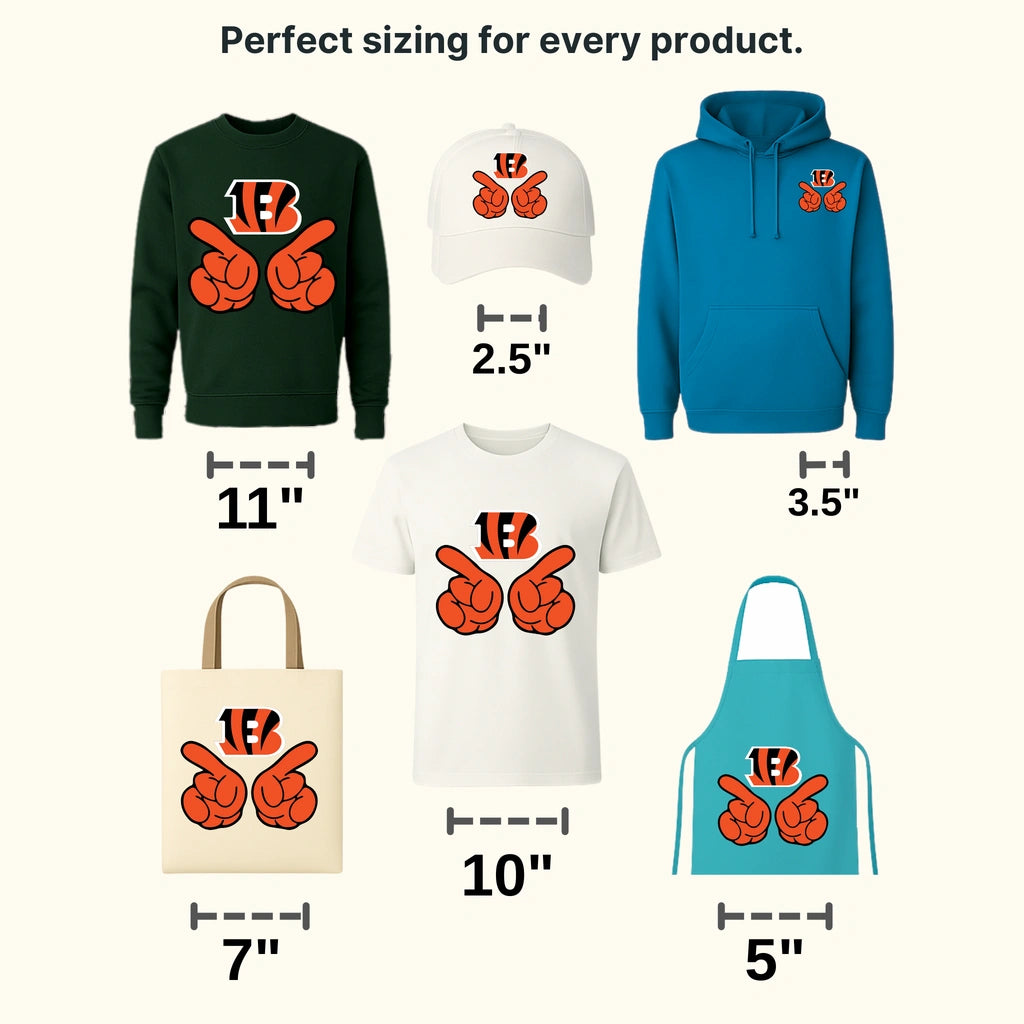 Cincinnati Bengals Dual Pointing Hands NFL Design - DTF Heat Transfer