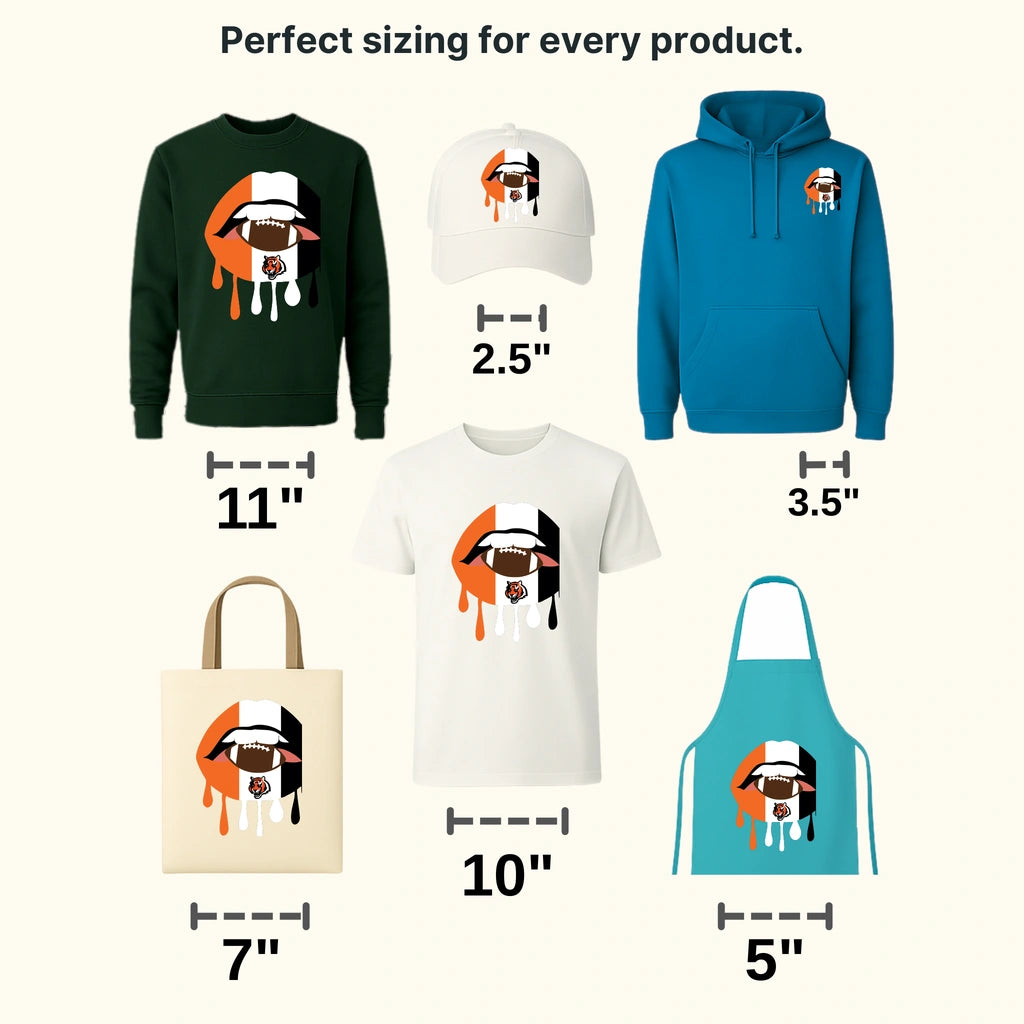 Cincinnati Bengals Dripping Lips Football Logo NFL Design - DTF Heat Transfer