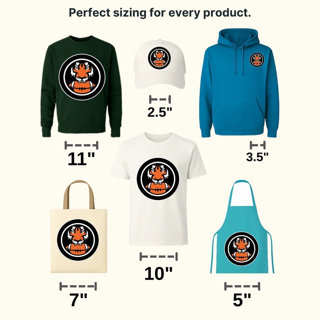 Cincinnati Bengals Tiger Face Football Circle NFL Design - DTF Heat Transfer