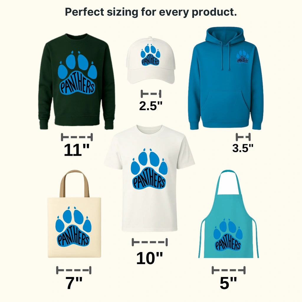 Carolina Panthers Paw Print Text Emblem NFL Design - DTF Heat Transfer