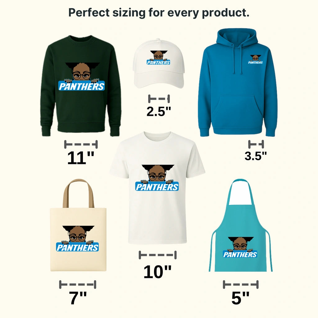 Carolina Panthers Fan Girl Character Illustration NFL Design - DTF Heat Transfer