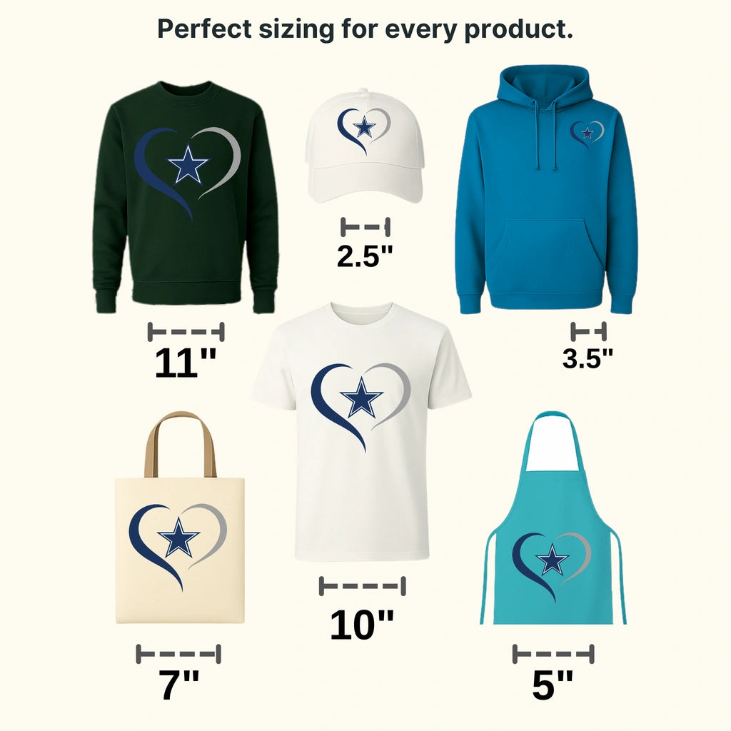 Dallas Cowboys Heartbeat Gauge Emblem NFL Design - DTF Heat Transfer