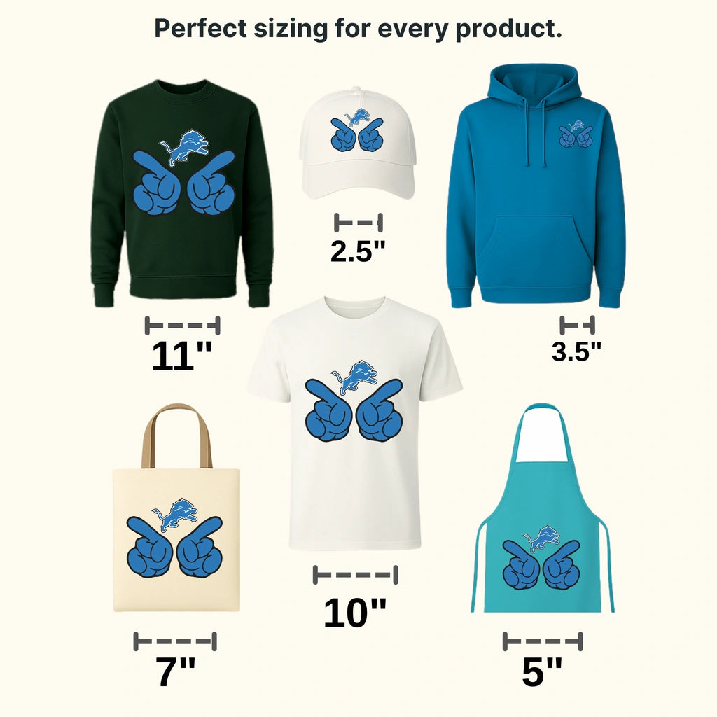 Detroit Lions Dual Pointing Hands Logo NFL Design - DTF Heat Transfer