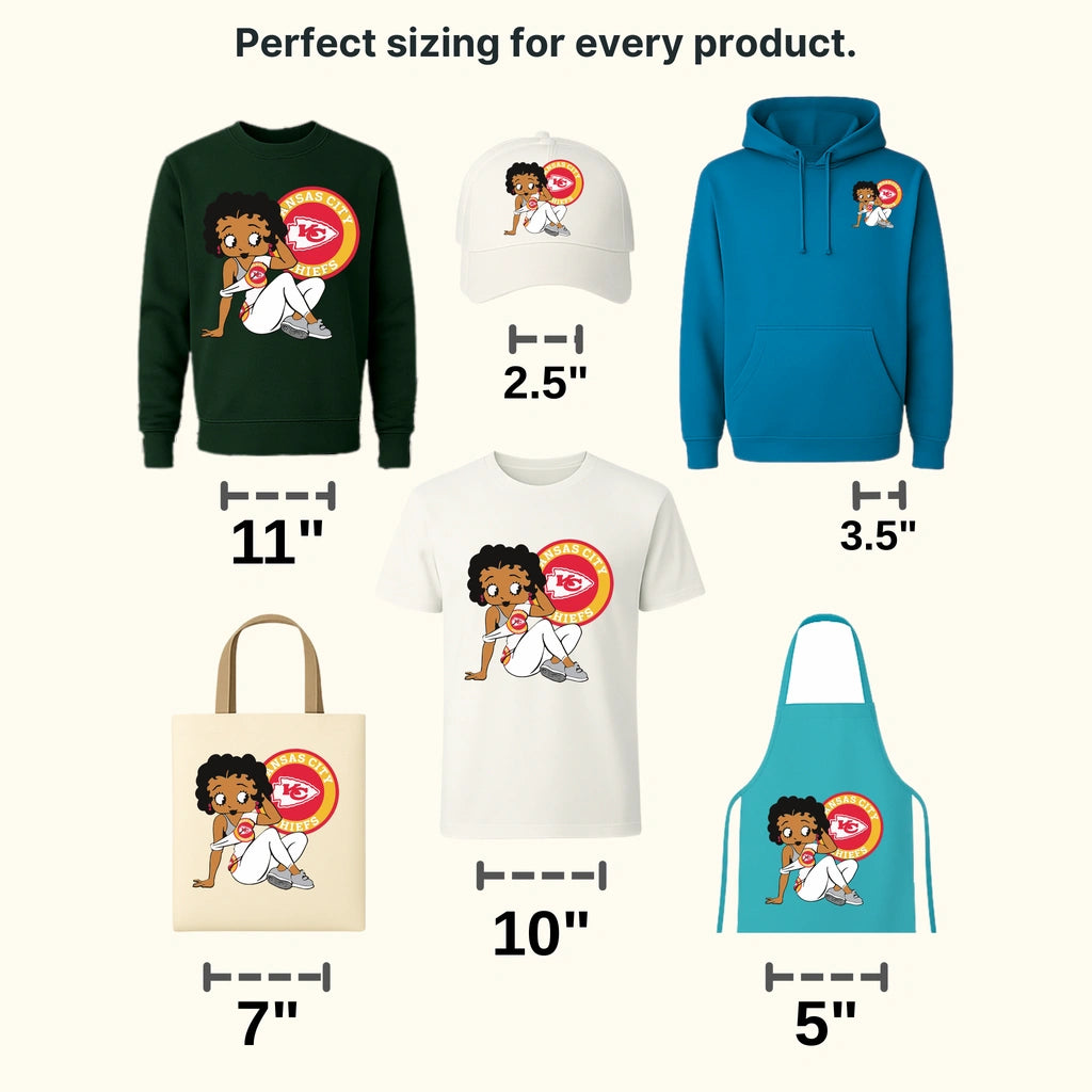 Kansas City Chiefs Pin‑up Girl Sitting Illustration NFL Design - DTF Heat Transfer