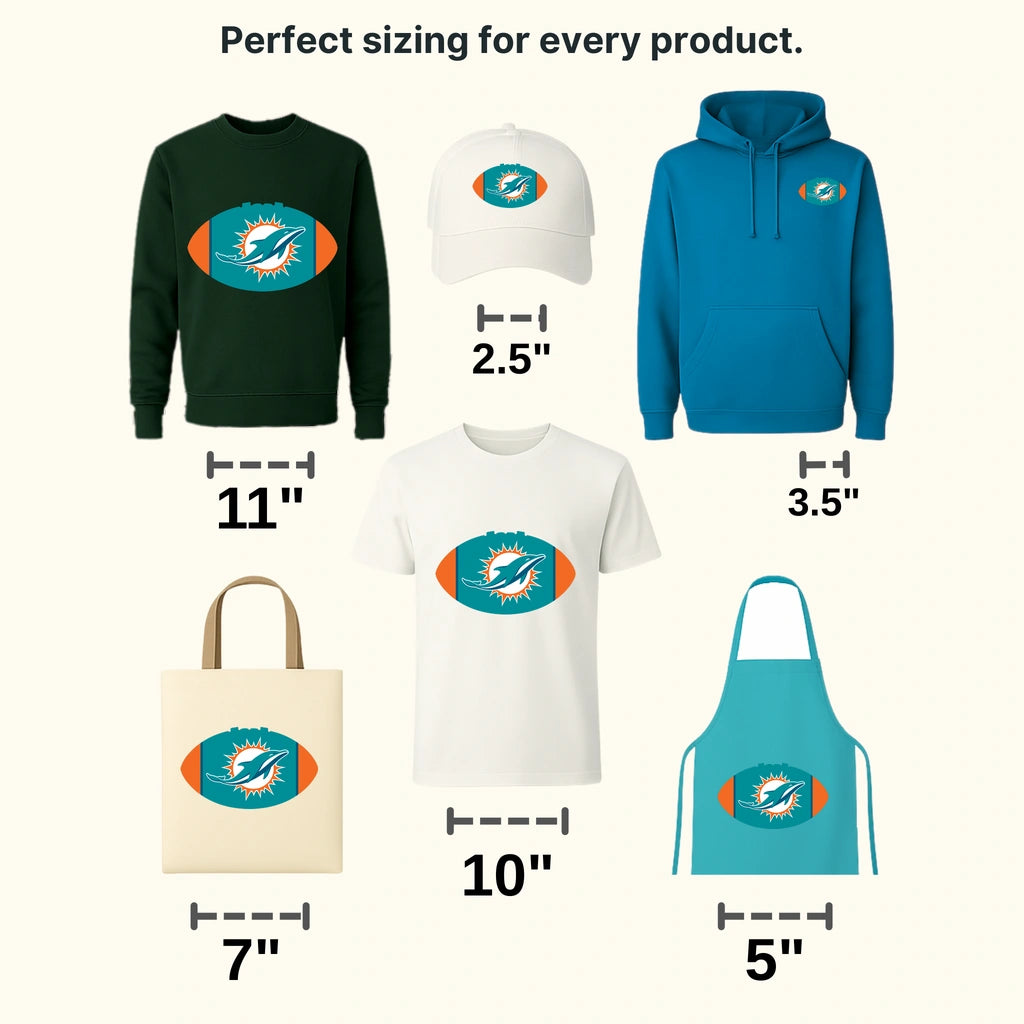 Miami Dolphins HOME Wordmark with Logo NFL Design - DTF Heat Transfer