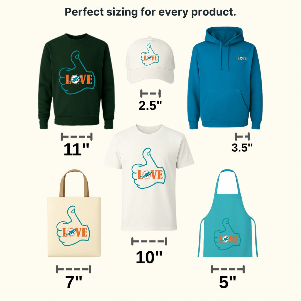 Miami Dolphins Stethoscope Heart Emblem NFL Design - DTF Heat Transfer