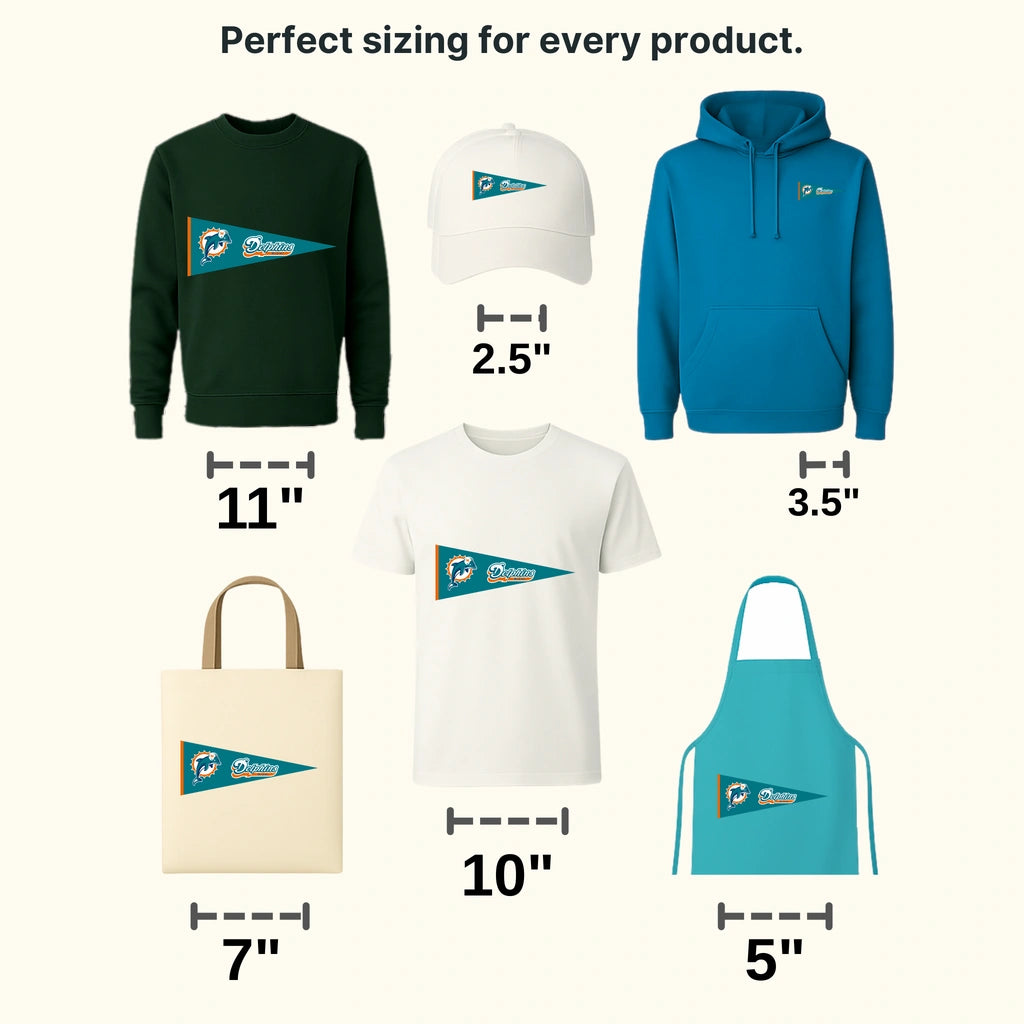 Miami Dolphins Pennant Flag NFL Design - DTF Heat Transfer
