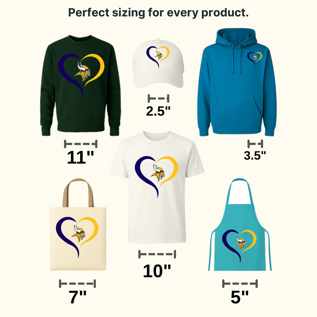 Minnesota Vikings Heartbeat Line Heart Logo NFL Design - DTF Heat Transfer