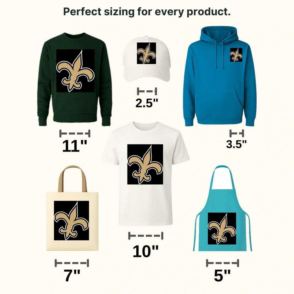 New Orleans Saints intertwined “N” and fleur‑de‑lis monogram, NFL design - DTF Heat Transfer