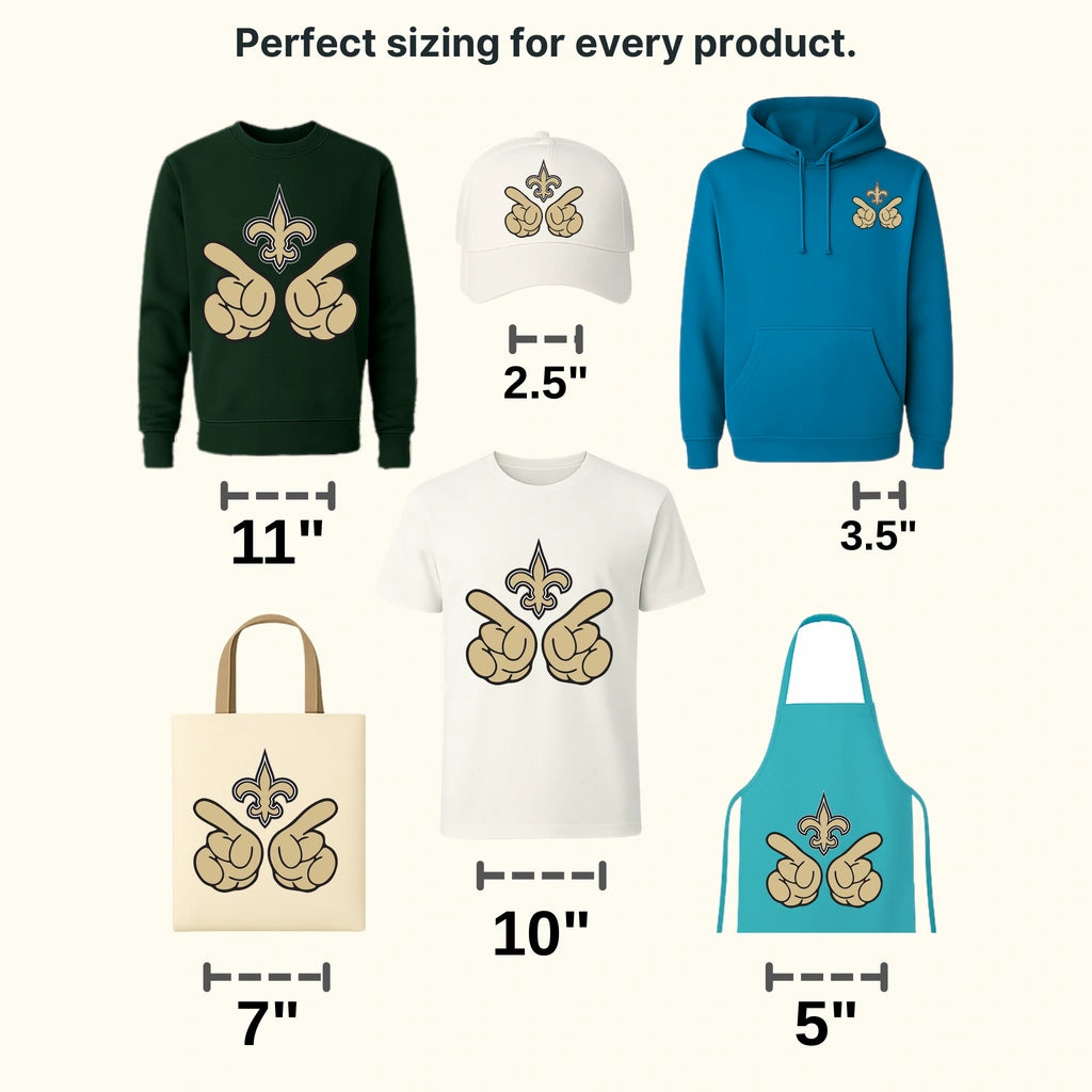 New Orleans Saints football‑shaped icon with central fleur‑de‑lis, NFL design - DTF Heat Transfer