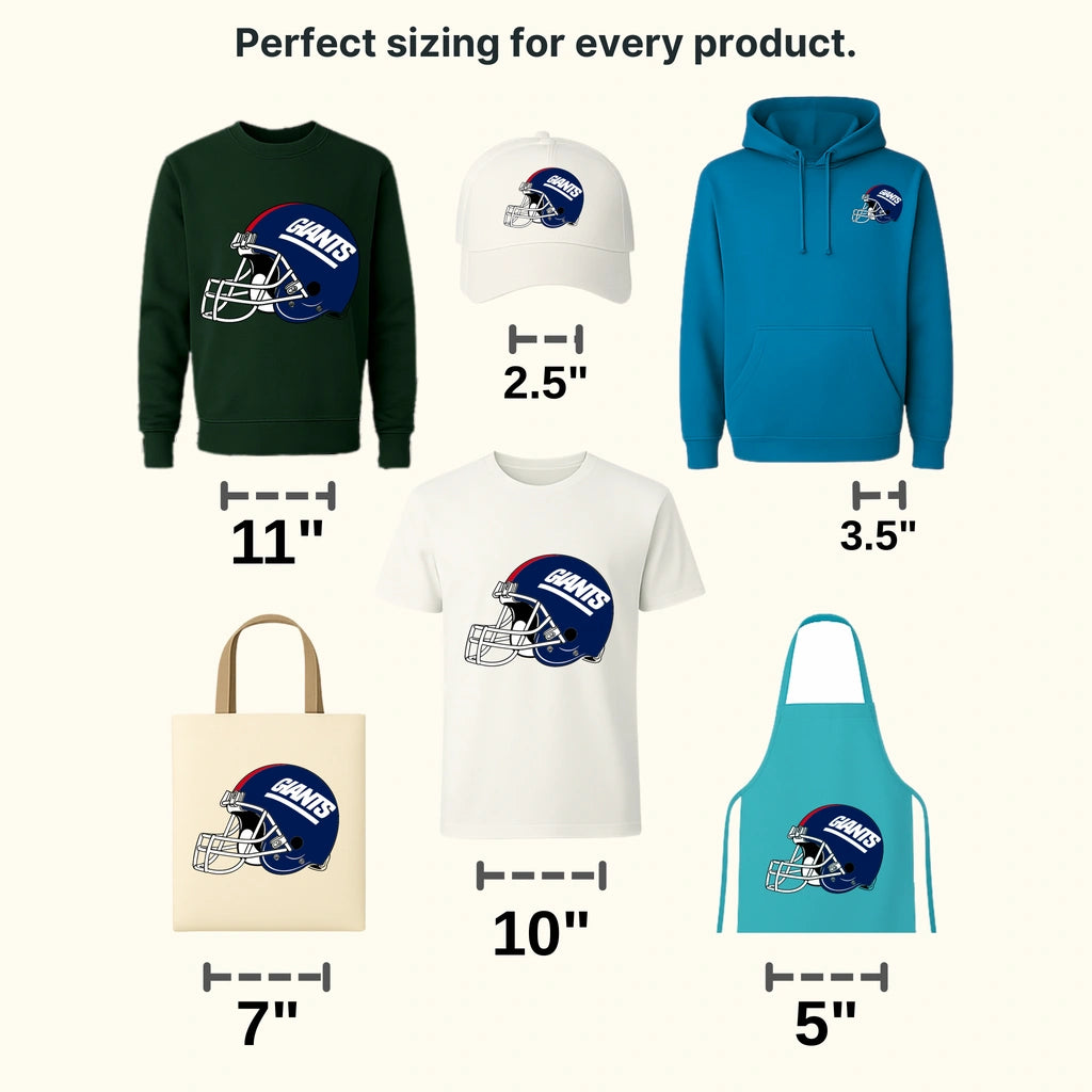 New York Giants side‑view football helmet illustration, NFL design - DTF Heat Transfer