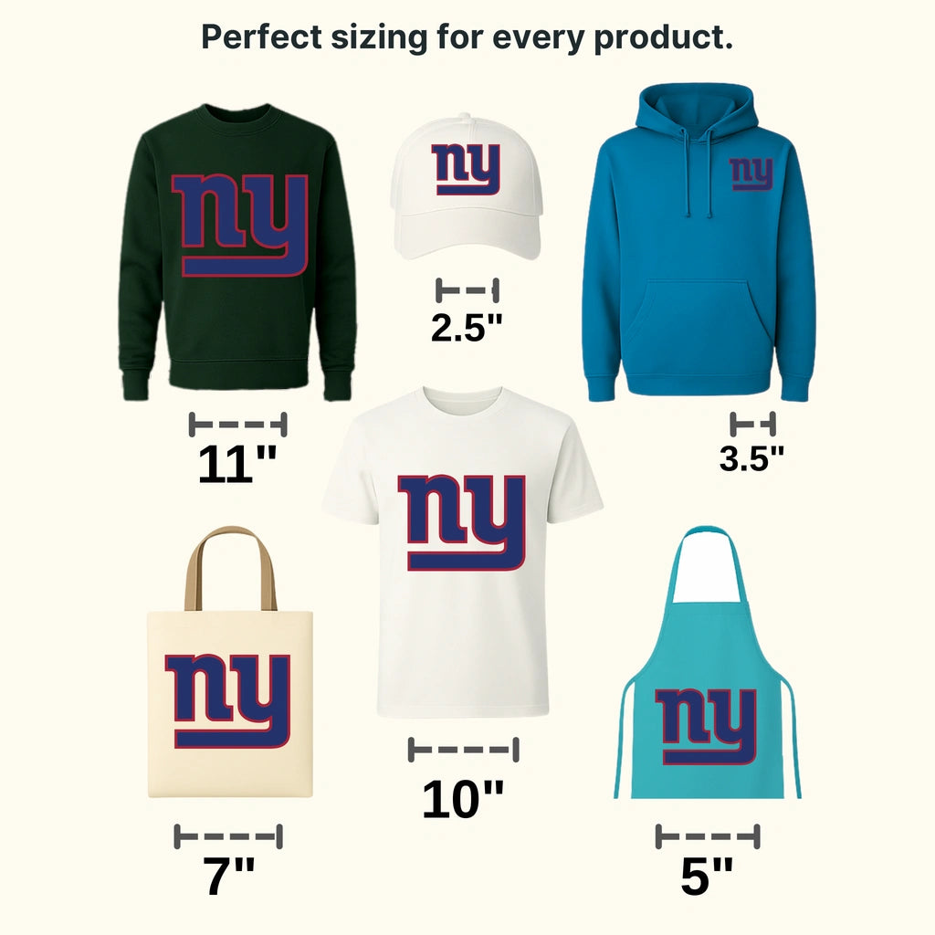 New York Giants bold “NY” lettermark badge, NFL design - DTF Heat Transfer