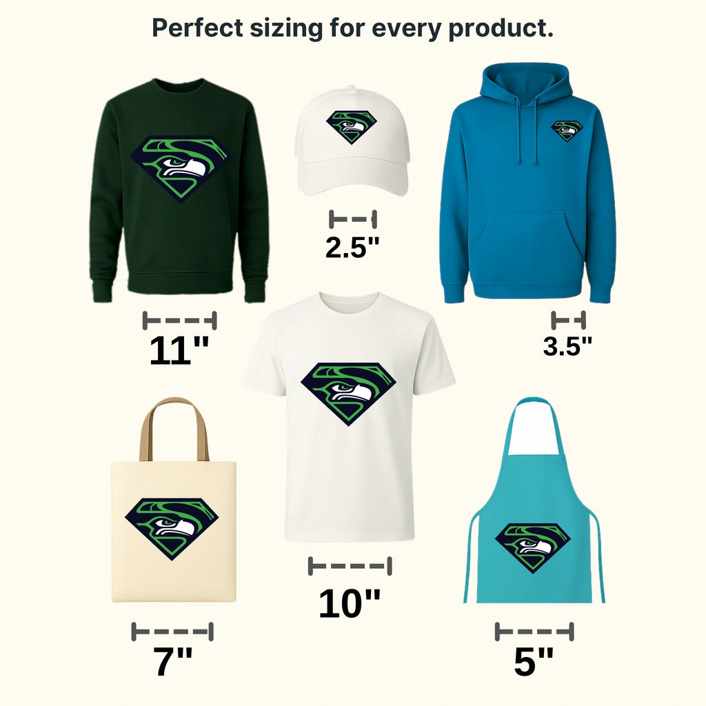 Seattle Seahawks Superman Diamond Emblem NFL Design - DTF Heat Transfer