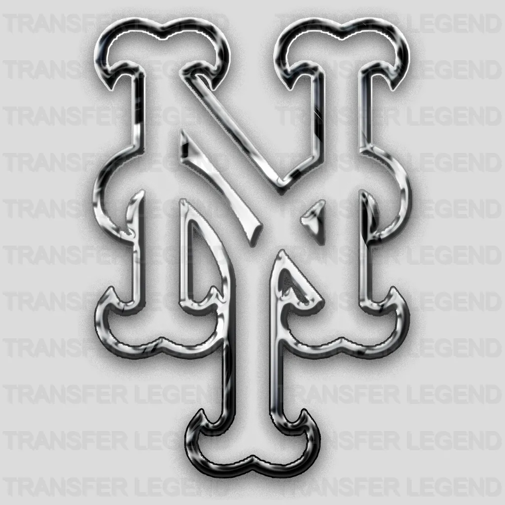 New York Mets MLB Metallic Bar Logo - DTF Iron On Transfer