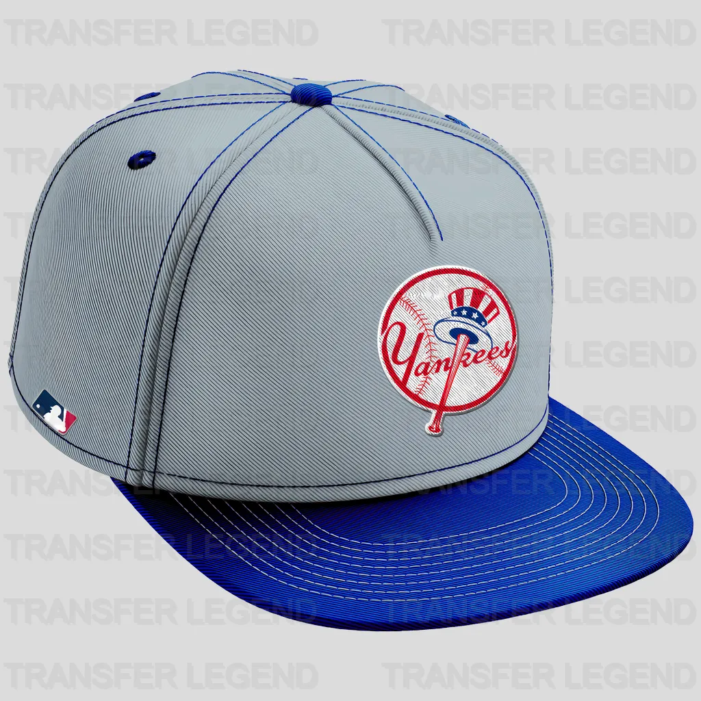 New York Yankees MLB Realistic Grey Cap Hat Mockup - DTF Iron On Transfer