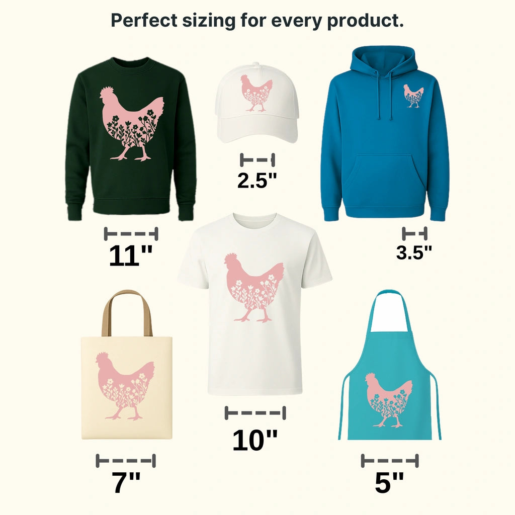 Floral Chicken design- DTF heat transfer - transferlegend