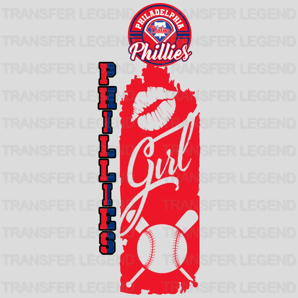 Philadelphia Phillies MLB Vertical Bookmark Style Strip Logo - DTF Iron On Transfer