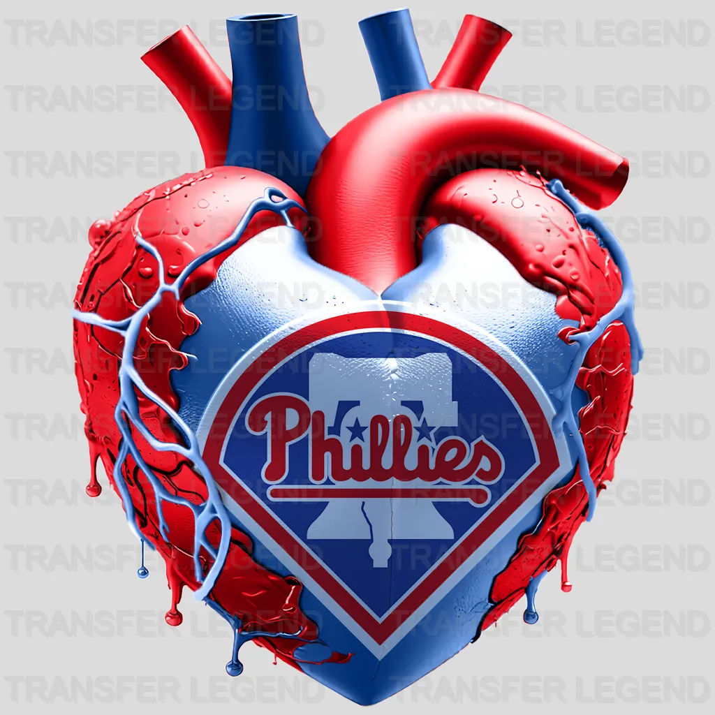 Philadelphia Phillies MLB Realistic Anatomical Heart Art - DTF Iron On Transfer