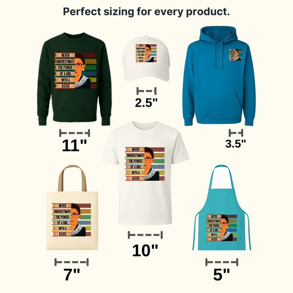 Never Underestimate The Power Of A Girl With A Book RBG Design - DTF heat transfer - transferlegend