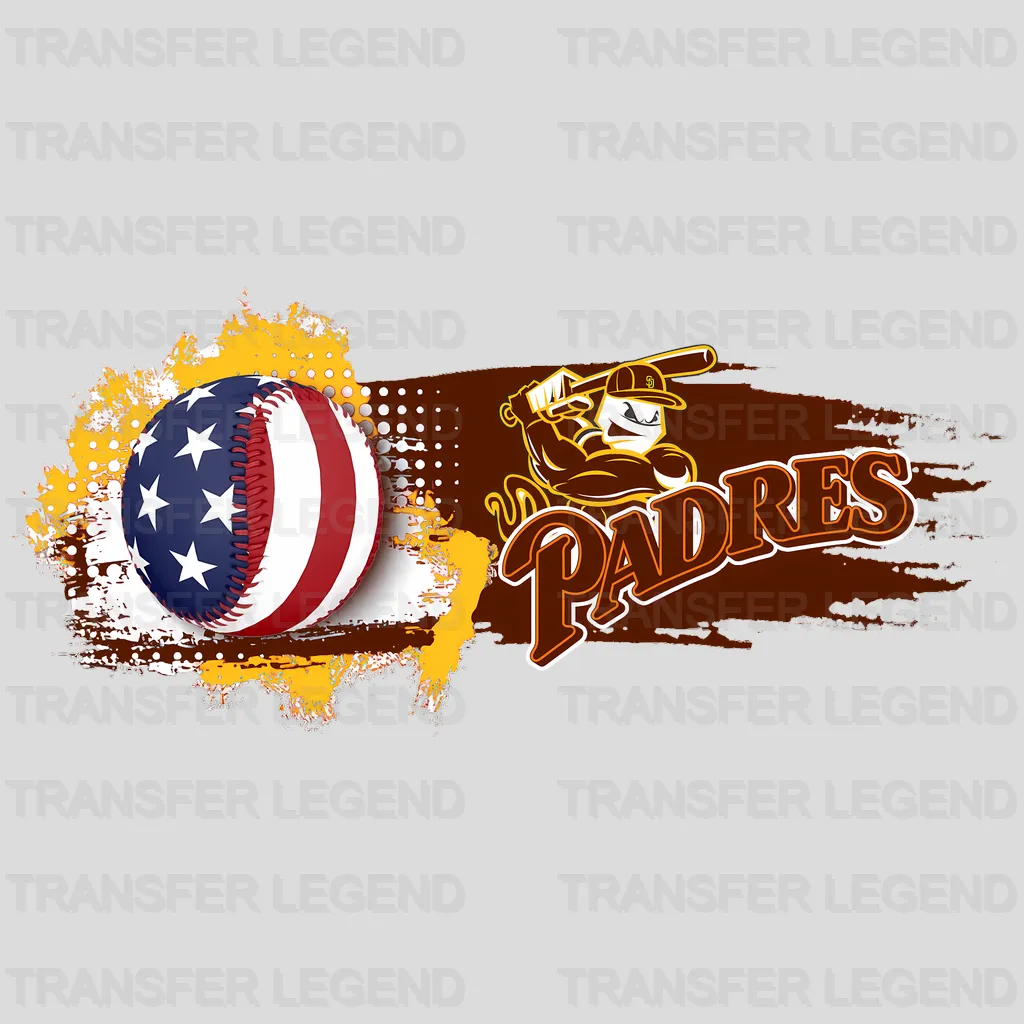 San Diego Padres MLB Ripped Flag Effect Logo Graphic - DTF Iron On Transfer
