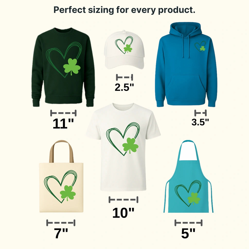 St. Patrick's Day Love Heart Shamrock Design - DTF heat transfer - transferlegend