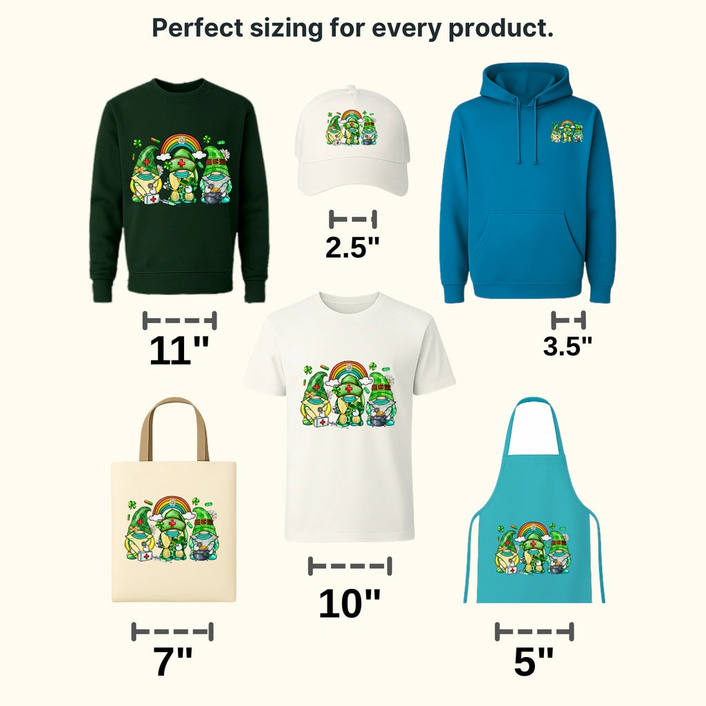 Nurse Gnomies St. Patrick's Day Design - DTF heat transfer - transferlegend