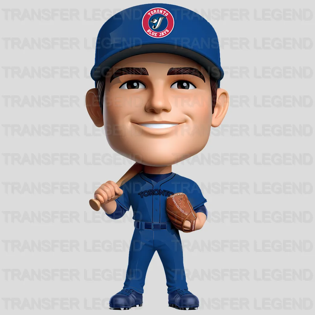 Toronto Blue Jays MLB Cartoon Bobblehead Player Character - DTF Iron On Transfer