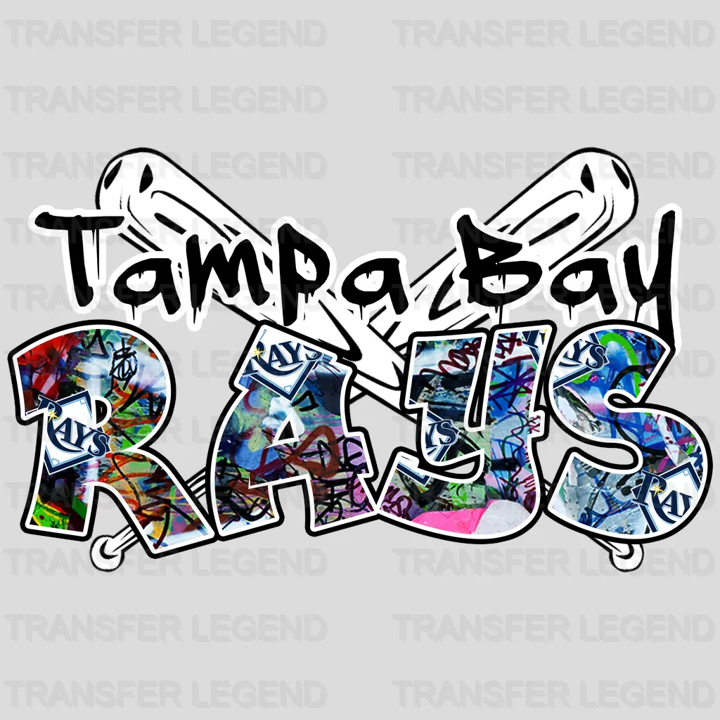 Tampa Bay Rays MLB Graffiti Wall Art Text Logo - DTF Iron On Transfer