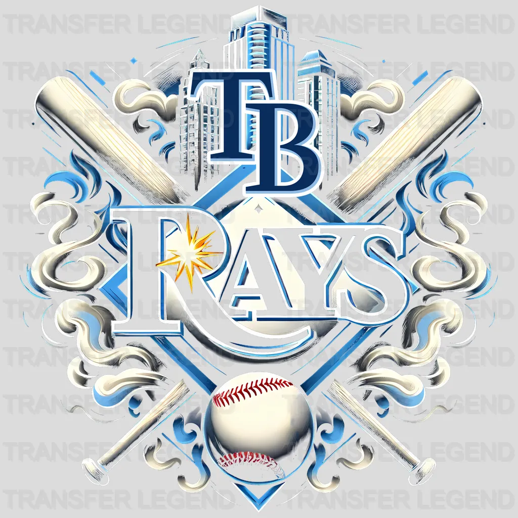 Tampa Bay Rays MLB Crossed Bats Shield Emblem - DTF Iron On Transfer