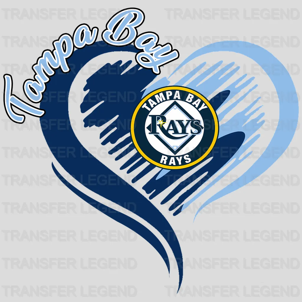 Tampa Bay Rays MLB Floral Pattern Heart Shape - DTF Iron On Transfer