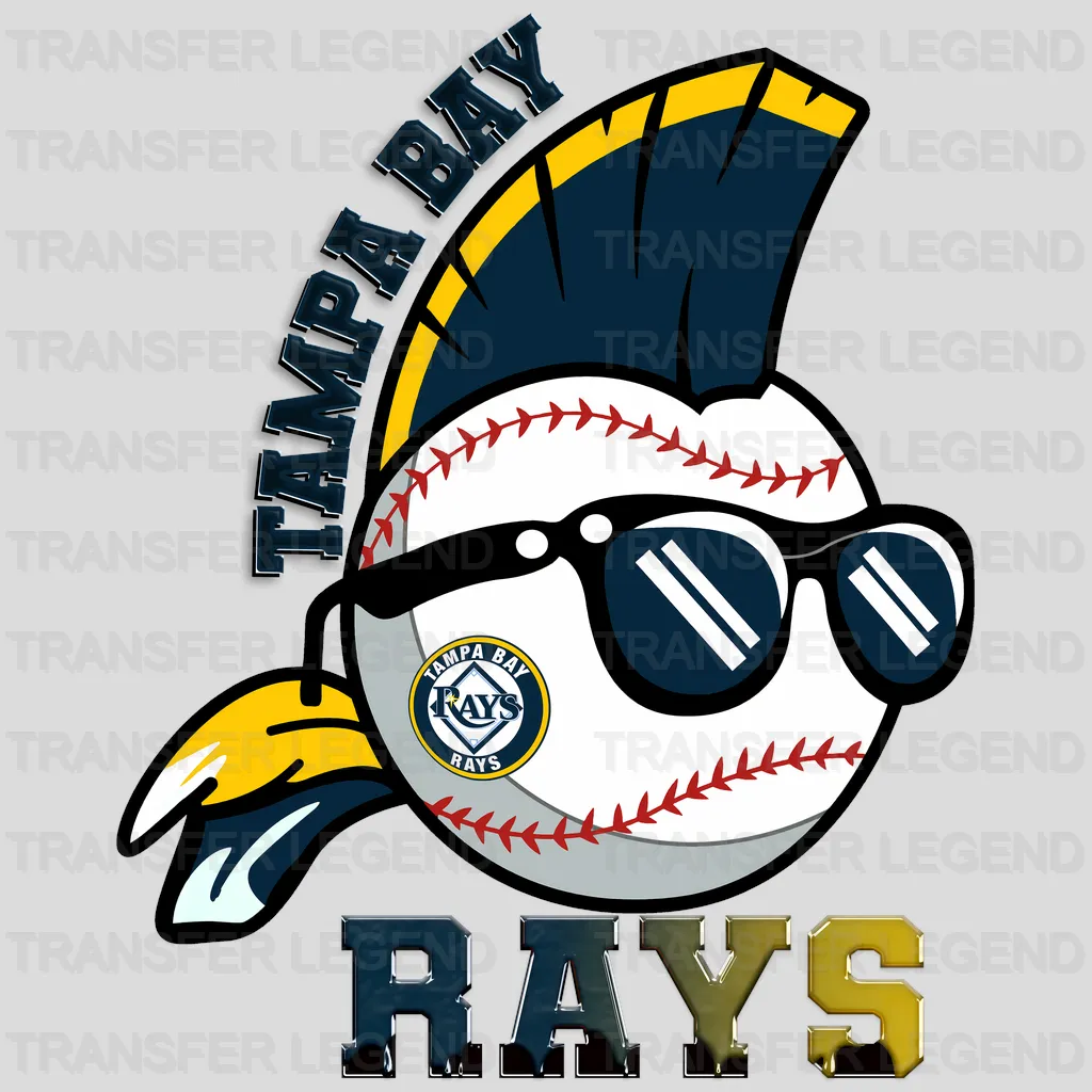 Tampa Bay Rays MLB Punk Skull With Mohawk & Glasses - DTF Iron On Transfer