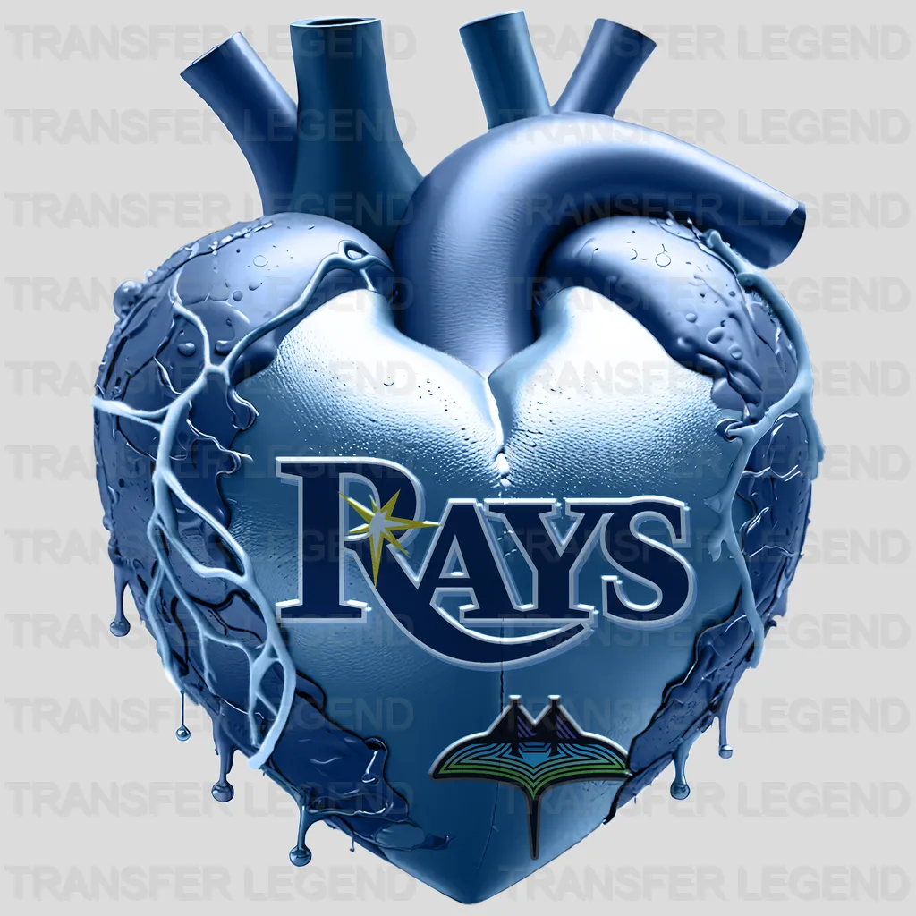 Tampa Bay Rays MLB Distressed Flag Heart Shape - DTF Iron On Transfer
