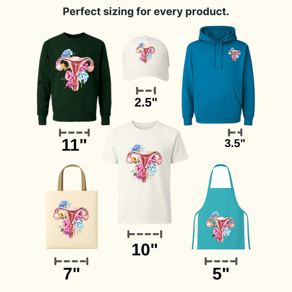 Watercolor Floral Uterus Design - DTF heat transfer - transferlegend
