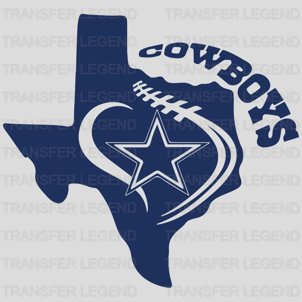 Dallas Cowboys Texas Outline Wordmark NFL Design - DTF Heat Transfer